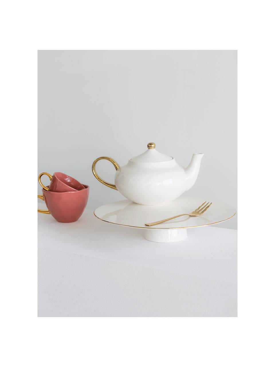 Plat à gâteau en porcelaine Good Morning, Porcelaine, Blanc avec bordure dorée, Ø 29 x haut. 6 cm