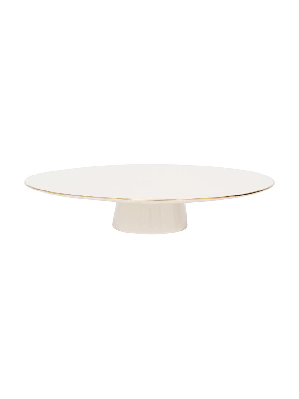 Plat à gâteau en porcelaine Good Morning, Porcelaine, Blanc avec bordure dorée, Ø 29 x haut. 6 cm