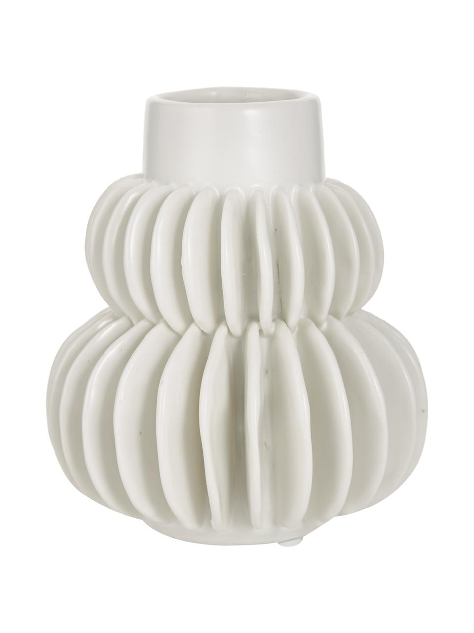 Kleine Design-Vase Bela aus Steingut, Steingut, Weiß, Ø 12 x H 14 cm
