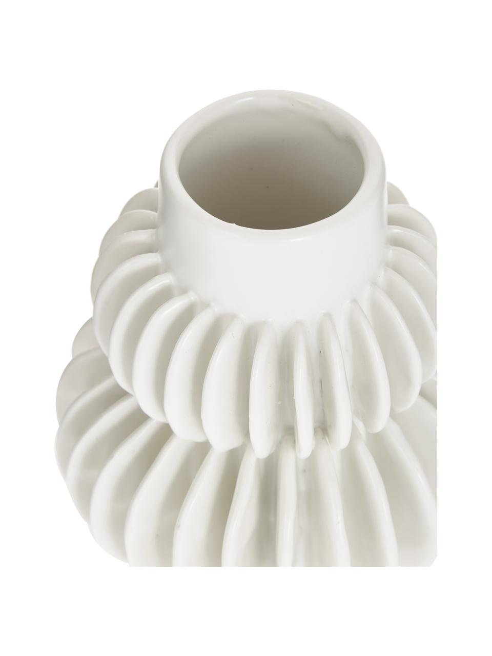 Kleine Design-Vase Bela aus Steingut, Steingut, Weiss, Ø 12 x H 14 cm