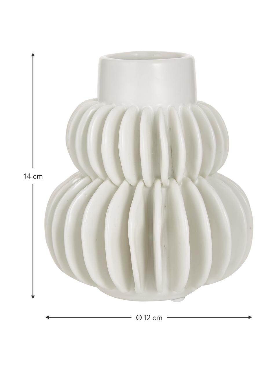 Vaso piccolo di design in gres bianco Bela, Gres, Bianco, Ø 12 x Alt. 14 cm