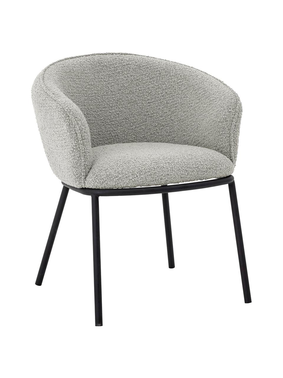 Bouclé židle s područkami Cortone, Šedá, černá, Š 63 cm, H 60 cm