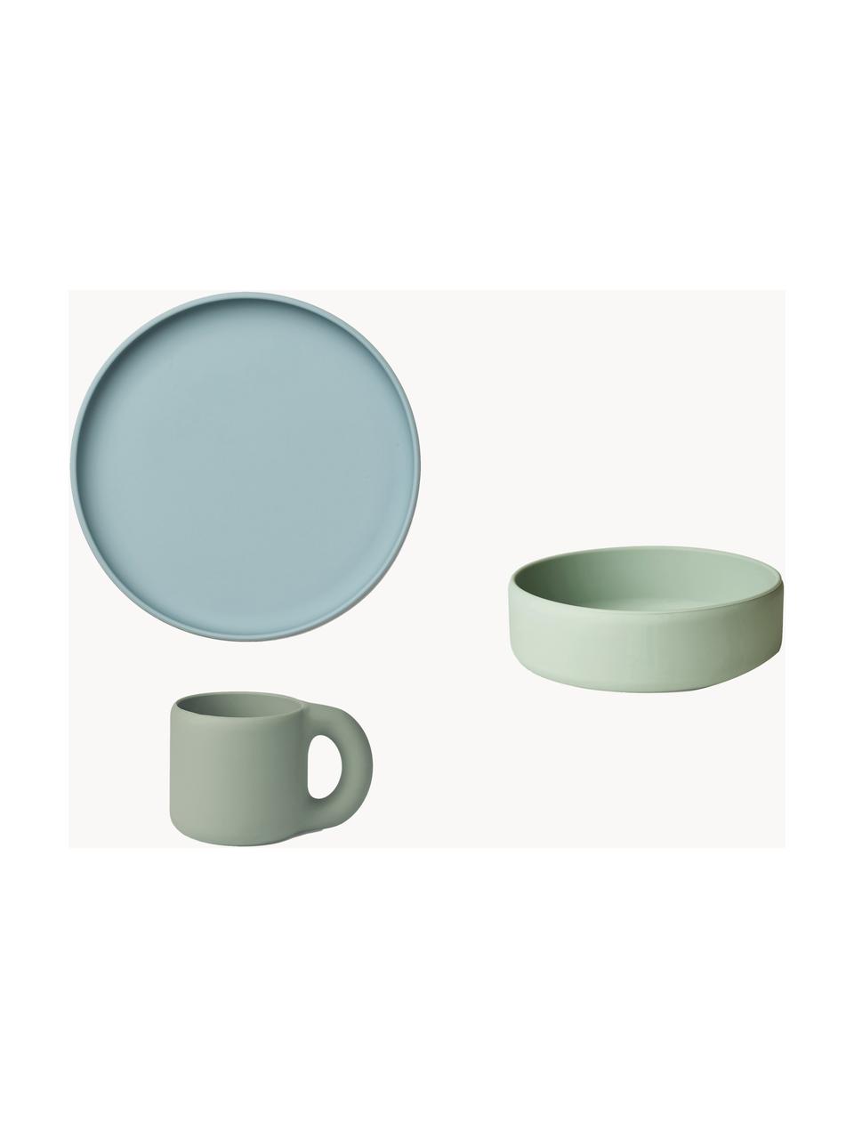 Sada dětského nádobí Andie, 3 díly, Silikon, Modrá, odstíny zelené, Sada s různými velikostmi