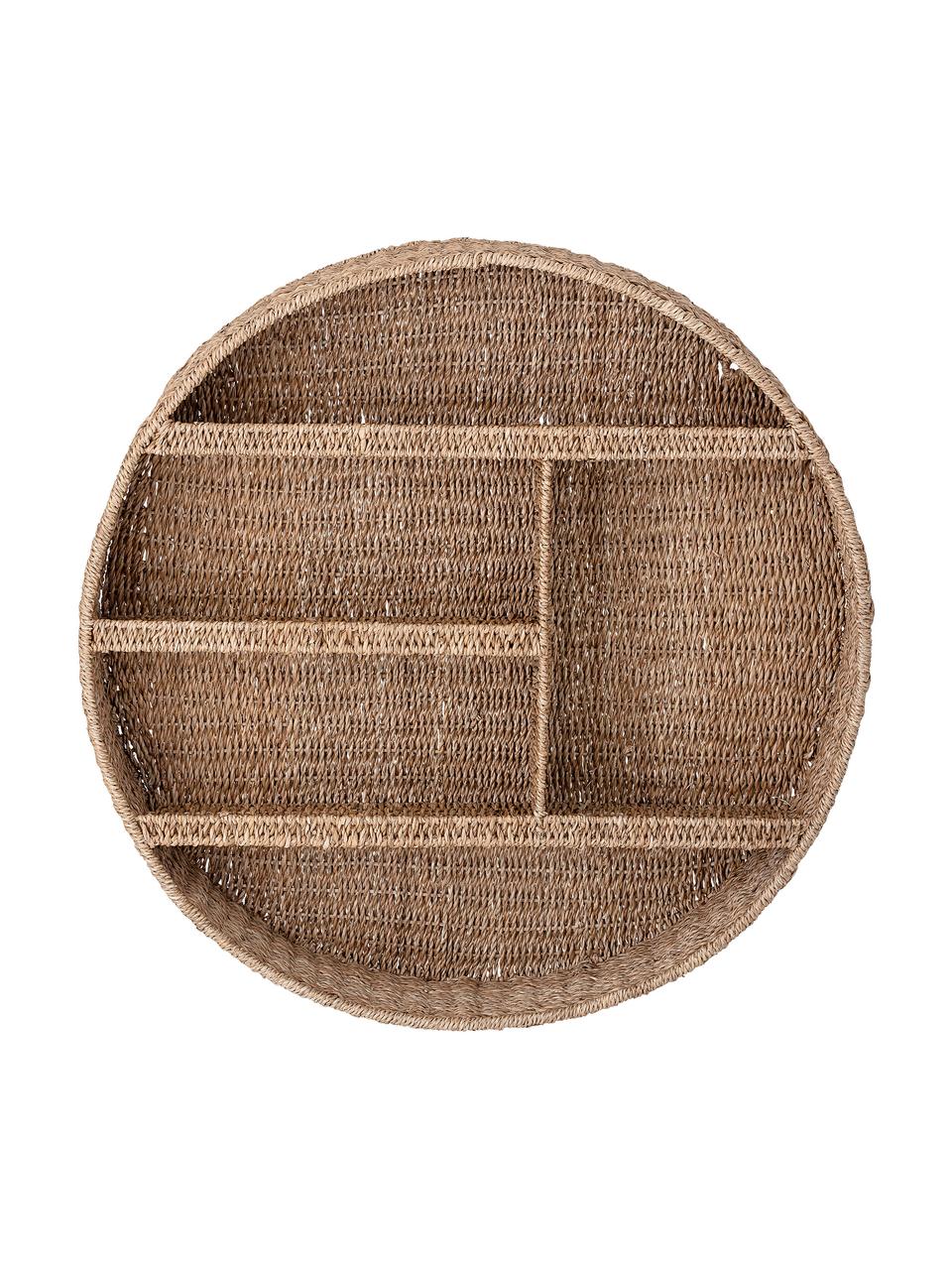 Rundes Rattan-Wandregal Bankuan, Bankuan Gras, Rattan, Metall, beschichtet, Braun, Ø 76 x T 14 cm