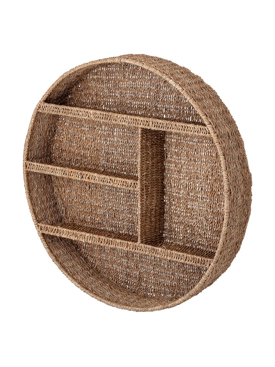 Mensola a muro in rattan rotonda Bankuan, Erba bankuan, rattan, metallo, rivestito, Marrone, Ø 76 x Prof. 14 cm