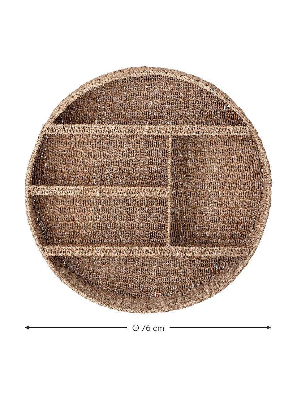 Mensola a muro in rattan rotonda Bankuan, Erba bankuan, rattan, metallo, rivestito, Marrone, Ø 76 x Prof. 14 cm