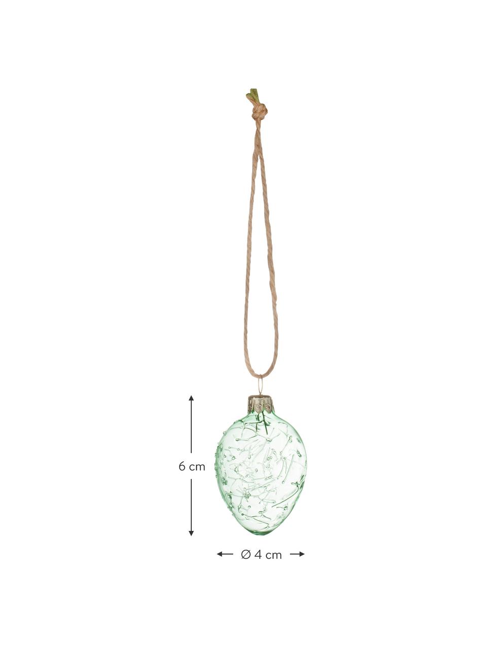 Decoratieve hangers Clear, 3 stuks, Glas, Groen, transparant, Ø 4 x H 6 cm