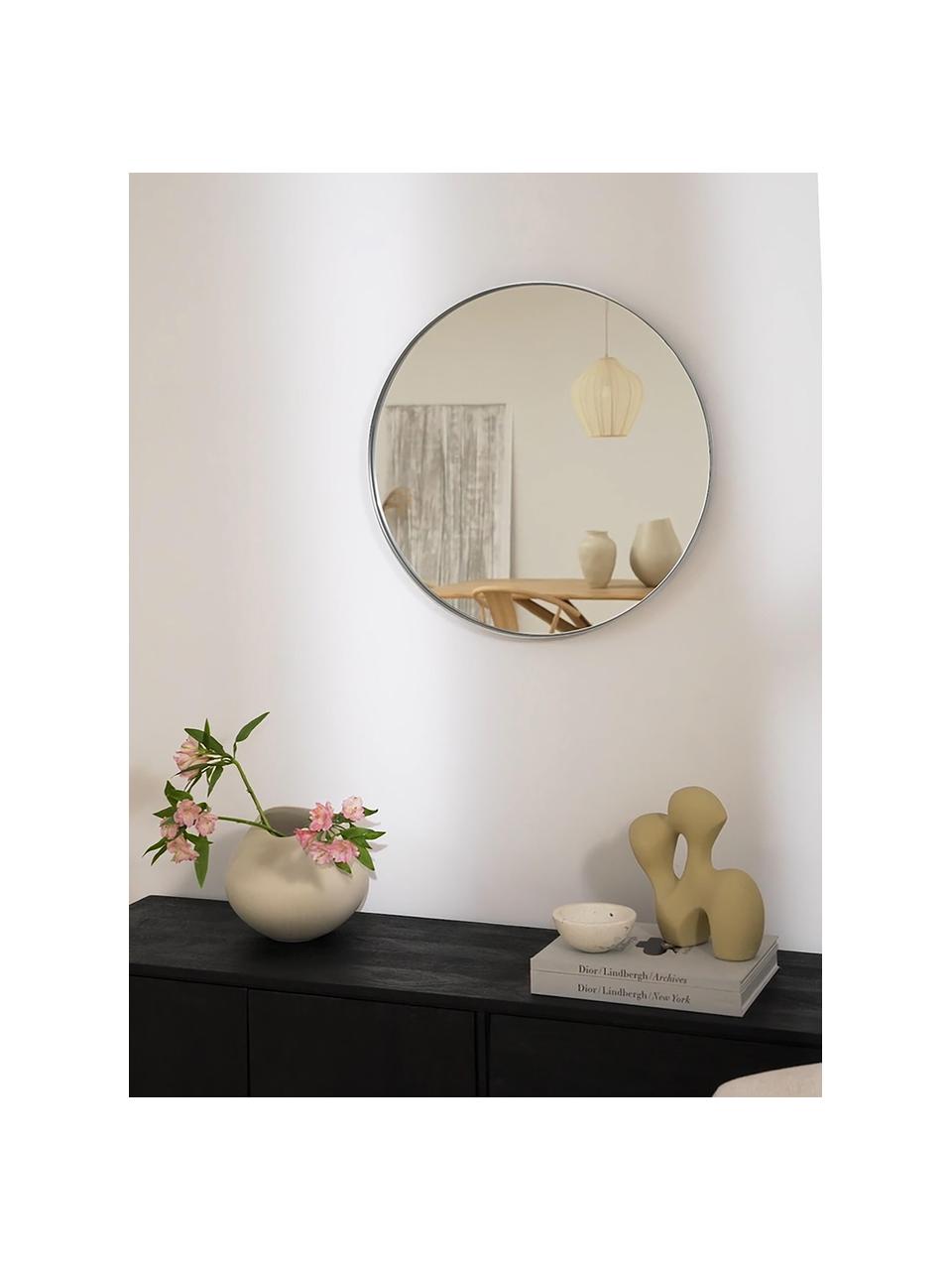 Espejo de pared redondo Lacie, Parte trasera: tablero de fibras de dens, Espejo: cristal, Plateado, Ø 55 cm