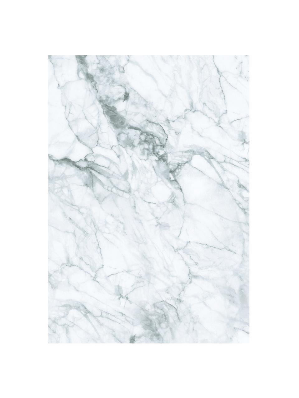 Carta da parati con motivo marmo bianco Marble, Tessuto non tessuto, Bianco, Larg. 195 x Alt. 280 cm