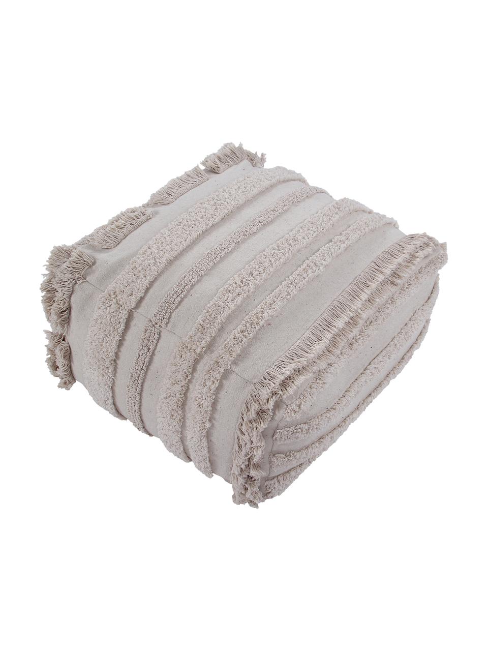 Flauschiges Boho Bodenkissen Air, Bezug: 70% Baumwolle, 30% recyce, Beige, 55 x 27 cm