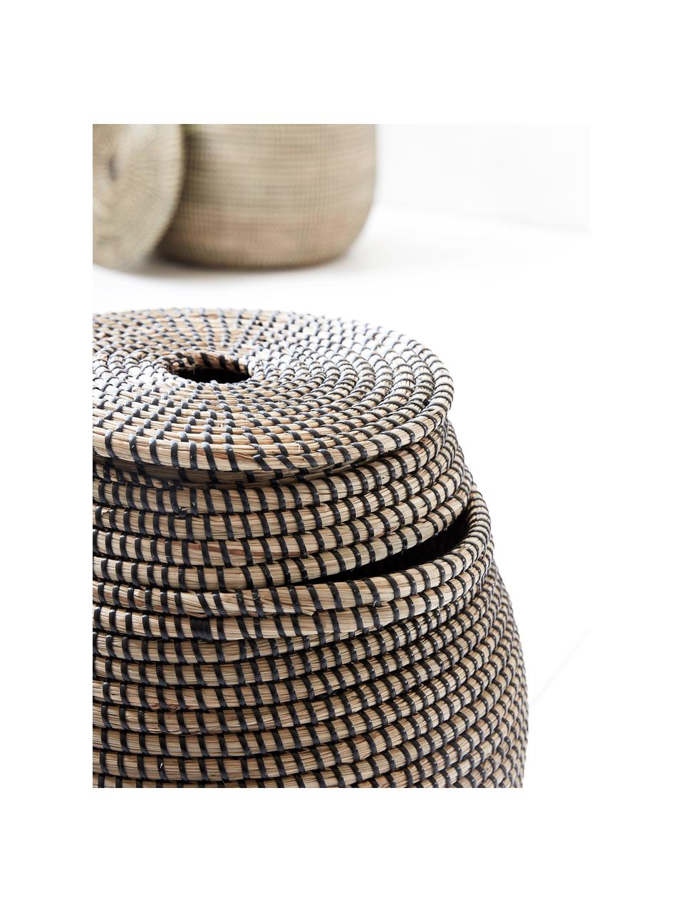 Paniers de rangement Effect, 2 élém., Fibres naturelles, Beige, noir, Lot de différentes tailles