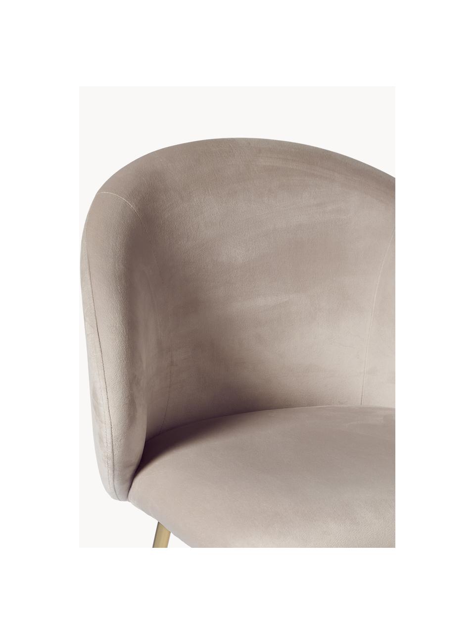 Tabouret de bar en velours Luisa, Velours taupe, cadre doré, larg. 54 x haut. 54 cm