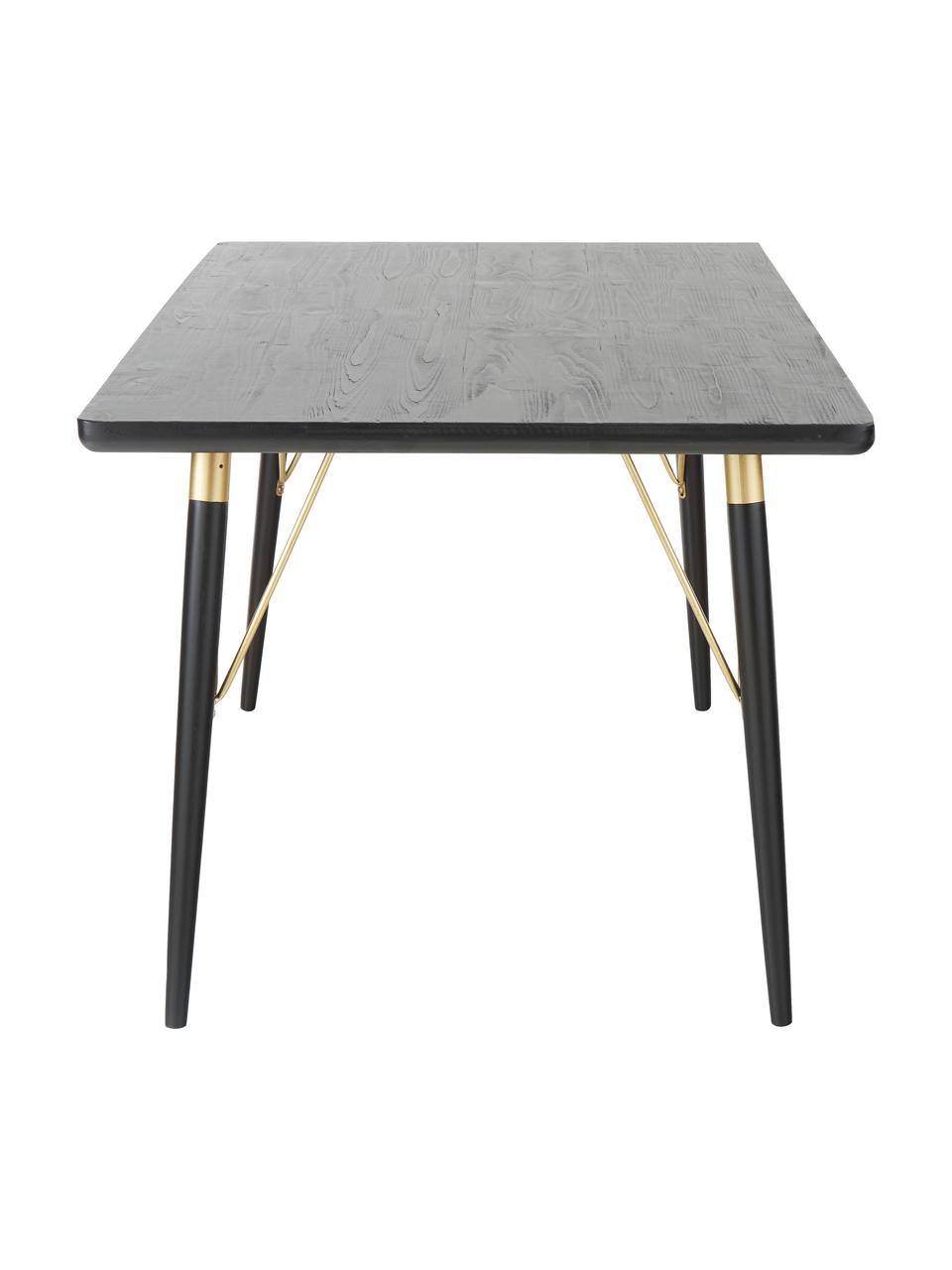 Esstisch Marlena, 180 x 90 cm, Tischplatte: Mitteldichte Holzfaserpla, Beine: Metall, lackiert, Schwarz, B 180 x T 90 cm
