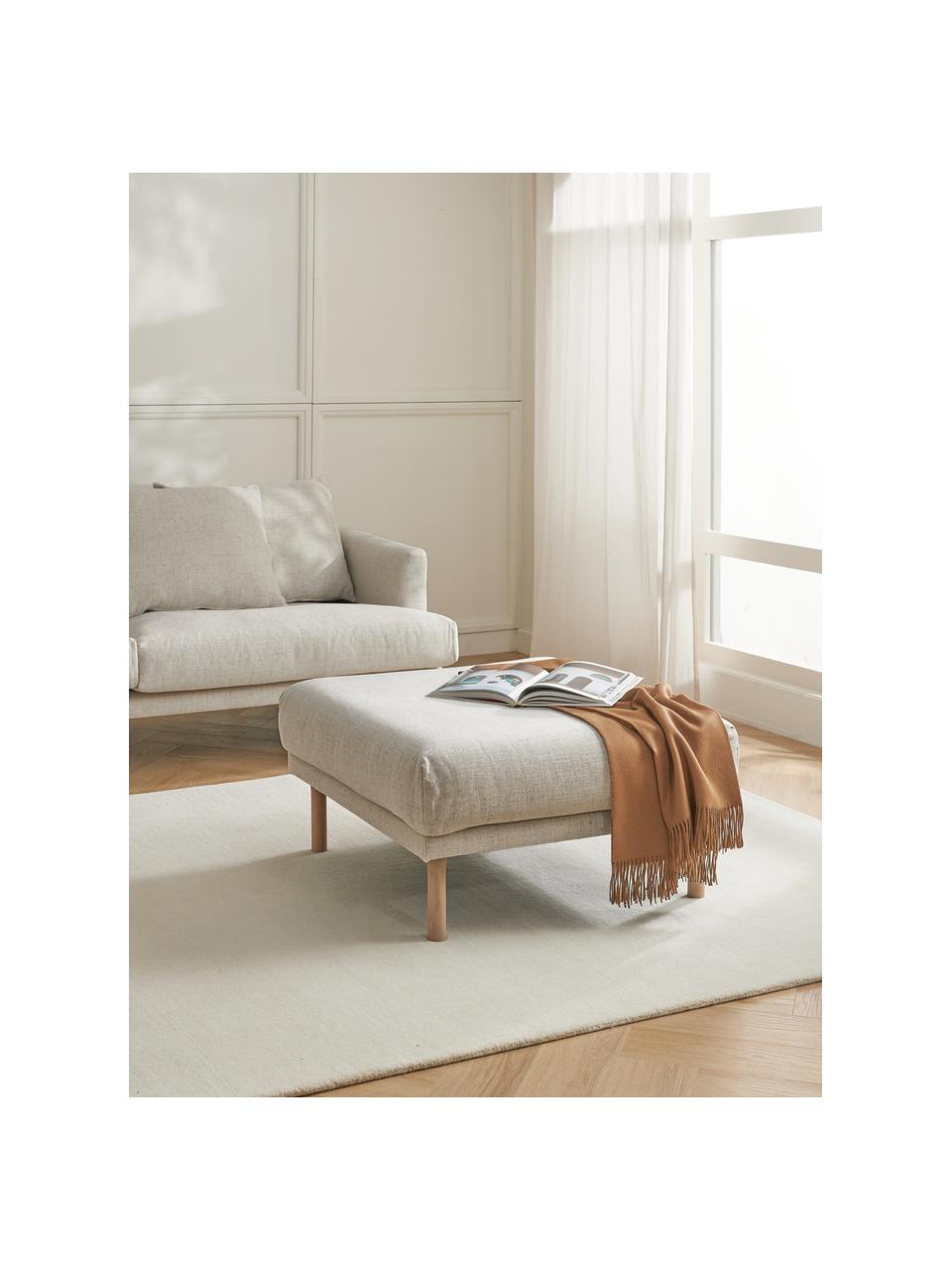 Voetenbank Adrian, Bekleding: 47% viscose, 23% katoen, , Frame: multiplex, Poten: eikenhout, geolied, Geweven stof beige, B 90 x H 45 cm