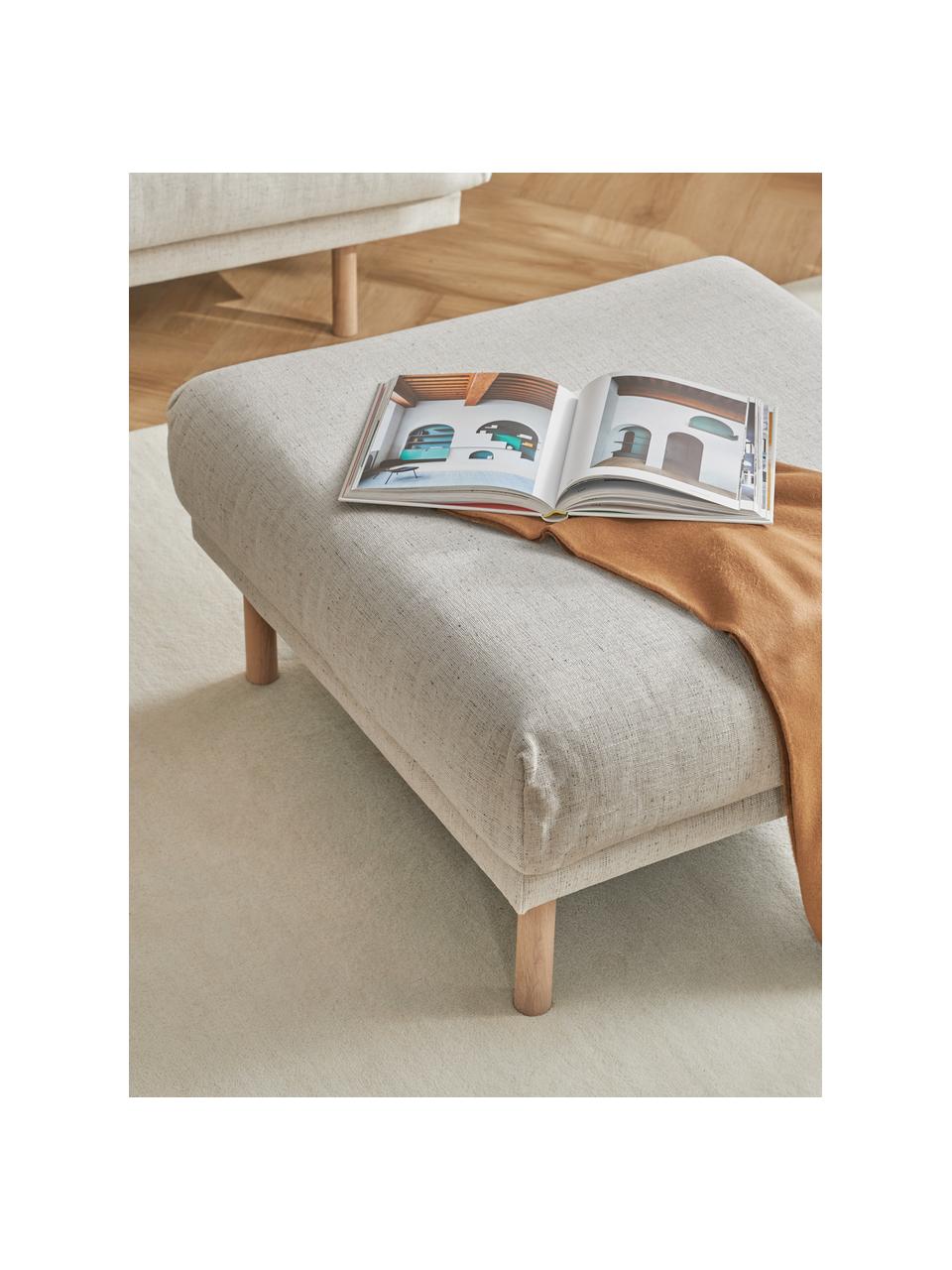 Poggiapiedi divano Adrian, Rivestimento: 47% viscosa, 23% cotone, , Struttura: compensato, Piedini: legno di quercia oliato, Tessuto beige, Larg. 90 x Alt. 45 cm