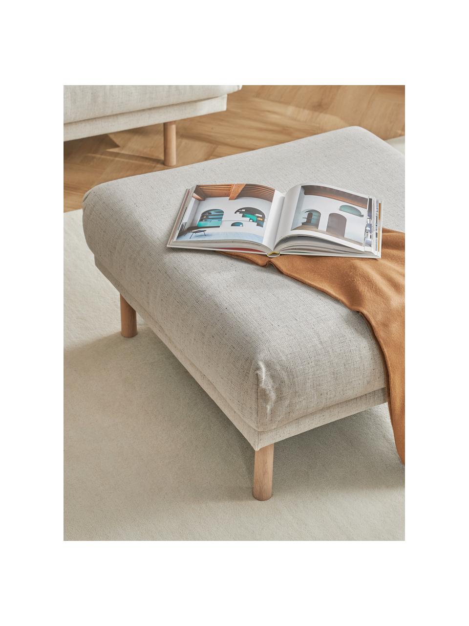 Voetenbank Adrian, Bekleding: 47% viscose, 23% katoen, , Frame: multiplex, Poten: eikenhout, geolied, Geweven stof beige, B 90 x H 45 cm