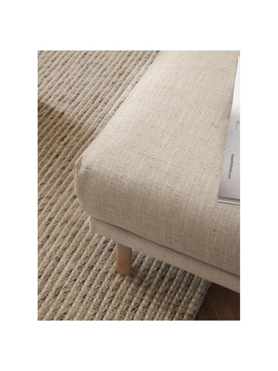 Sofa-Hocker Adrian, Bezug: 47 % Viskose, 23 % Baumwo, Gestell: Sperrholz, Füße: Eichenholz, geölt Dieses , Webstoff Hellbeige, B 90 x T 90 cm