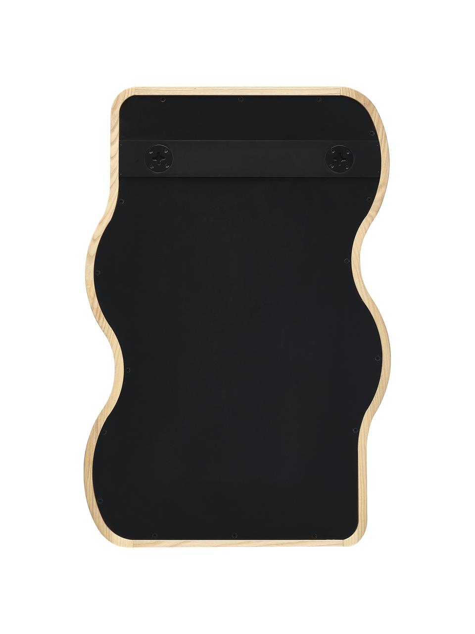 Lustro ścienne z drewnianą ramą Stream, Beżowy, S 50 x W 75 cm