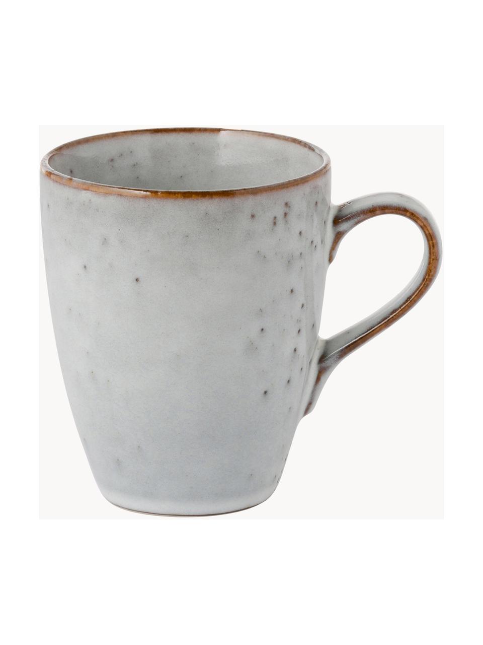 Tasses à thé artisanales Nordic Sand, tailles variées, 6 pièces, Grès cérame, Gris clair, chiné, Ø 10 x haut. 12 cm, 400 ml