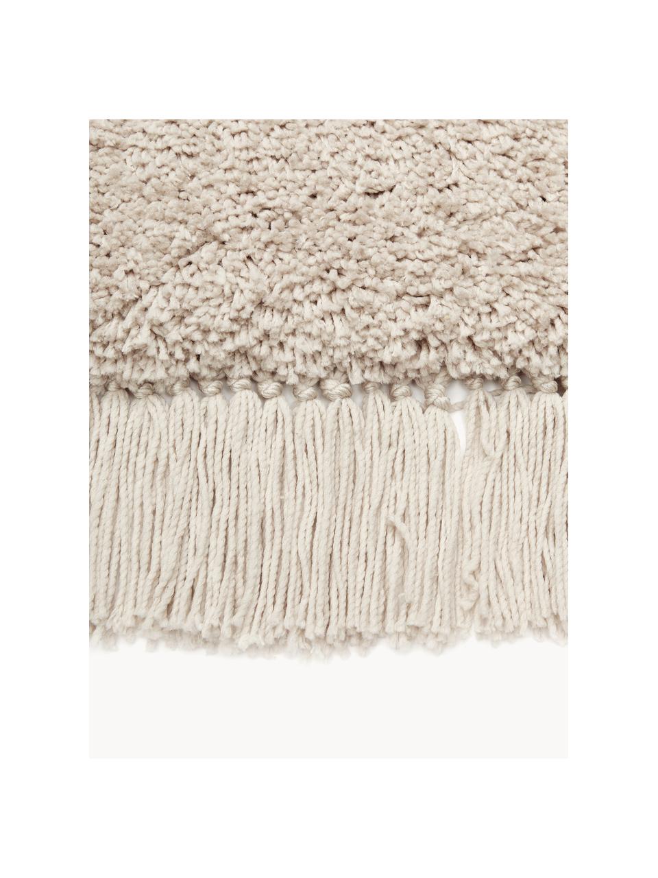 Zachte hoogpolige loper Dreamy met franjes, 100% polyester, GRS-gecertificeerd, Beige, B 80 x L 250 cm