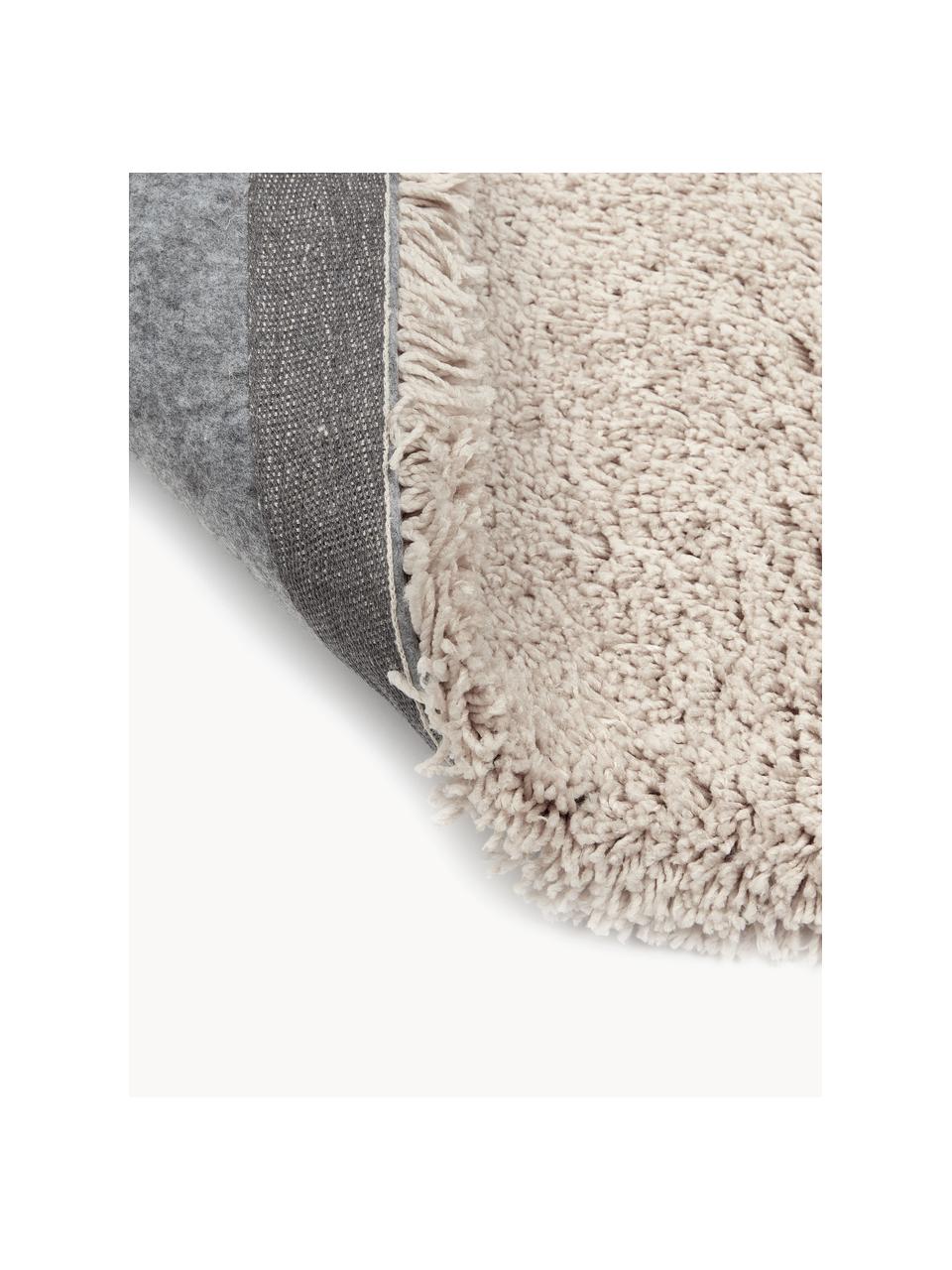 Zachte hoogpolige loper Dreamy met franjes, Onderzijde: 100% wol, gerecycled, Beige, B 80 x L 250 cm