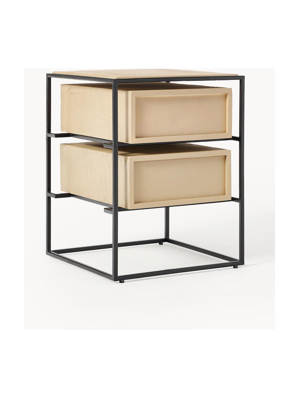Comodino Lyle, Legno di mango chiaro, nero, Larg. 45 x Alt. 58 cm