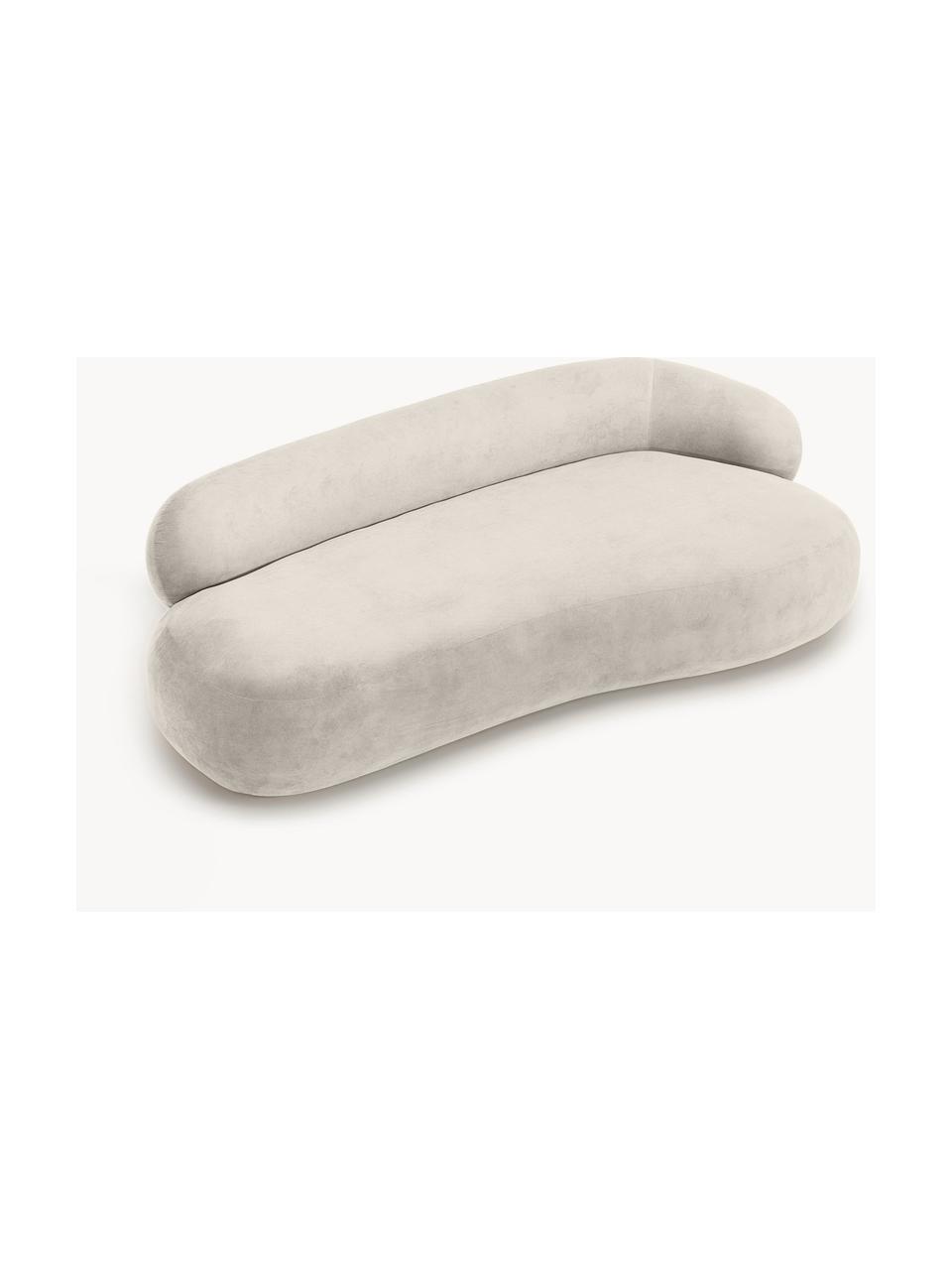 Bank Alba (3-zits), Bekleding: 97% polyester, 3% nylon M, Frame: massief sparrenhout, FSC-, Poten: kunststof, Geweven stof crèmewit, B 235 x D 114 cm, rugleuning rechts
