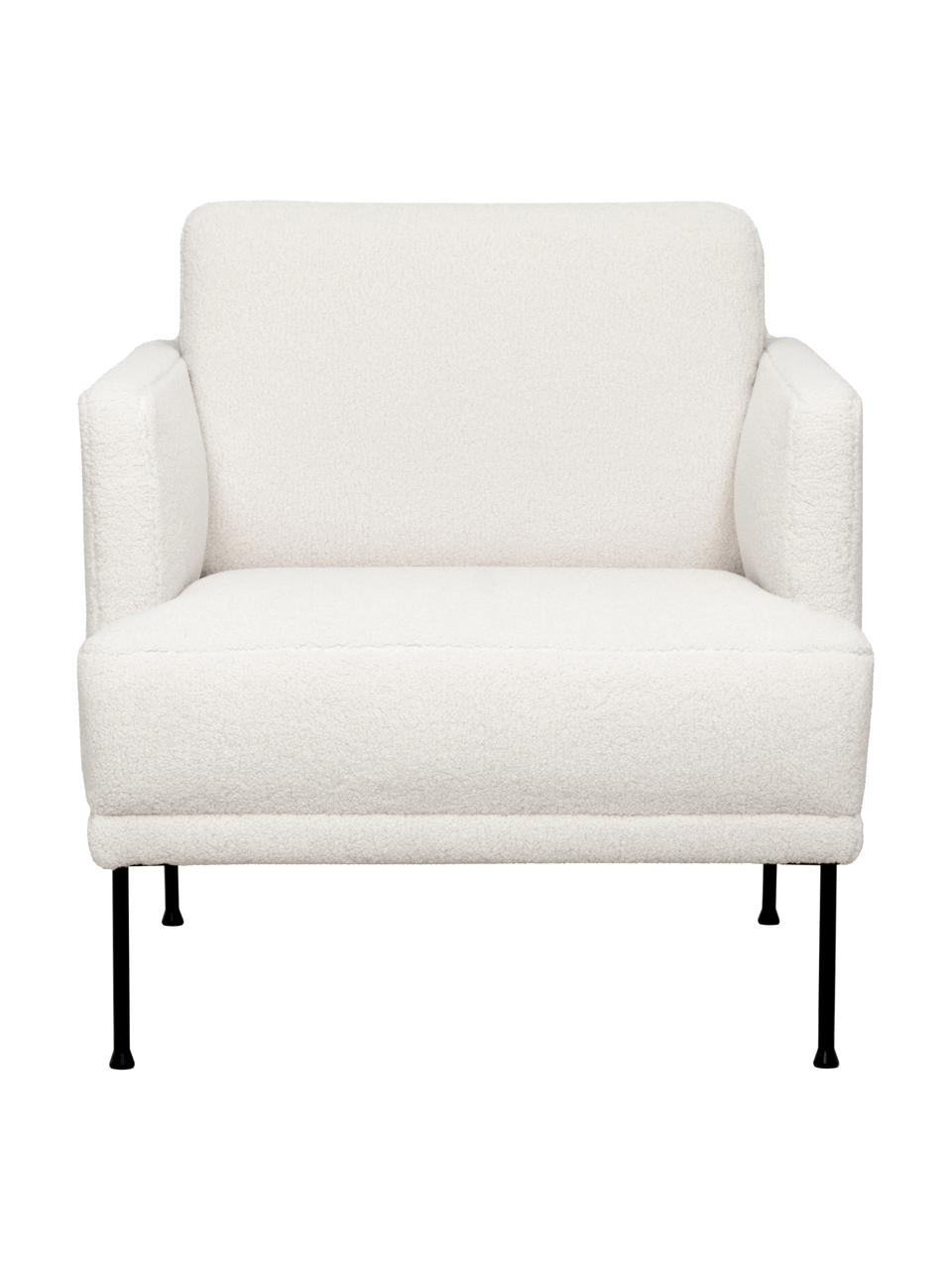Teddy fauteuil Fluente met metalen poten, Bekleding: 100% polyester (teddyvach, Frame: massief grenenhout, FSC-g, Poten: gepoedercoat metaal, Teddy crèmewit, B 74 x D 85 cm
