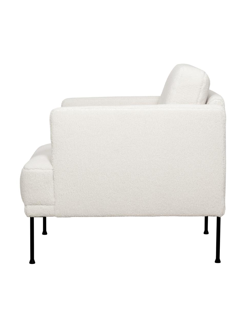 Sillón de borreguillo Fluente, Tapizado: 100% poliéster (borreguil, Estructura: madera de pino maciza, Patas: metal con pintura en polv, Borreguillo blanco crema, An 74 x F 85 cm