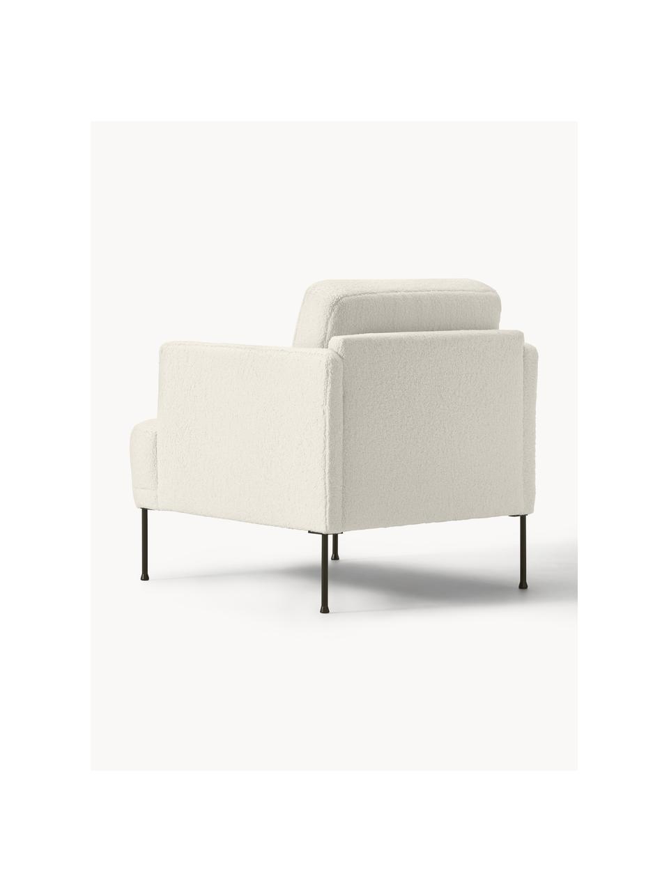 Teddy fauteuil Fluente, Bekleding: 100% polyester (teddyvach, Frame: massief grenenhout, Poten: gepoedercoat metaal Dit p, Teddy gebroken wit, B 74 x D 85 cm