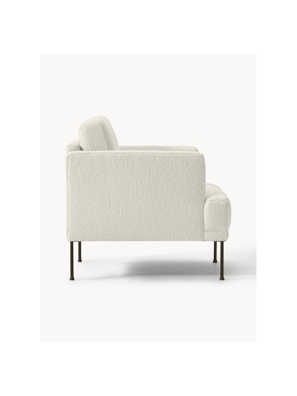 Fauteuil tissu peluche Fluente, Peluche blanc cassé, larg. 74 x prof. 85 cm