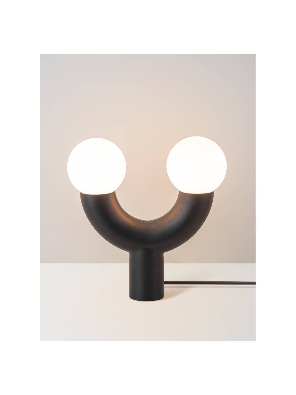 Lampe à poser design Tube, Blanc, noir, larg. 27 x haut. 28 cm