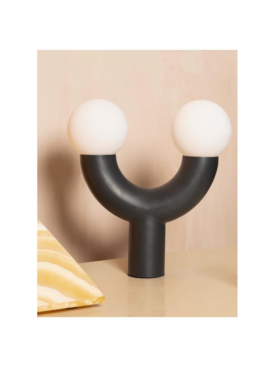 Lampe à poser design Tube, Blanc, noir, larg. 27 x haut. 28 cm