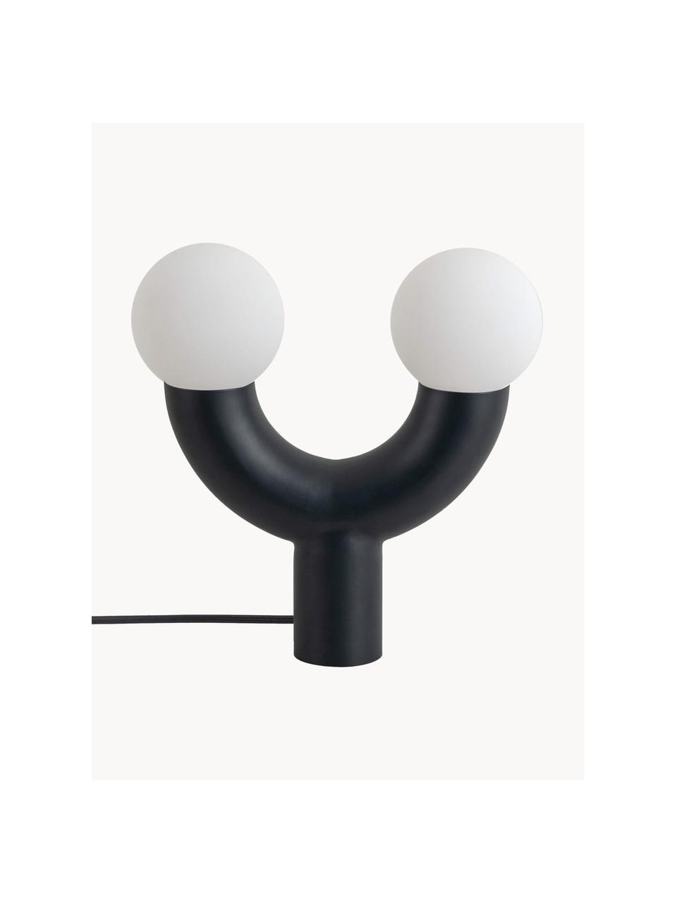 Lámpara de mesa de diseño Tube, Estructura: metal recubierto, Cable: plástico, Blanco, negro, An 27 x Al 28 cm