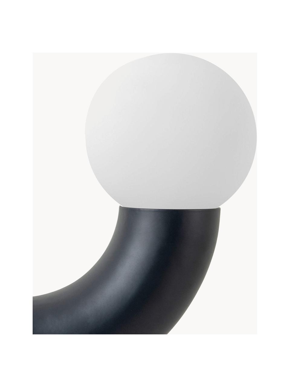 Designová stolní lampa tuba, Bílá, černá, Š 27 cm, V 28 cm