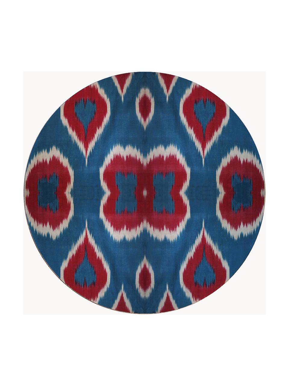 Assiette plate en porcelaine faite main Ikat, Porcelaine, Bleu, rouge rouille, blanc, Ø 28 cm