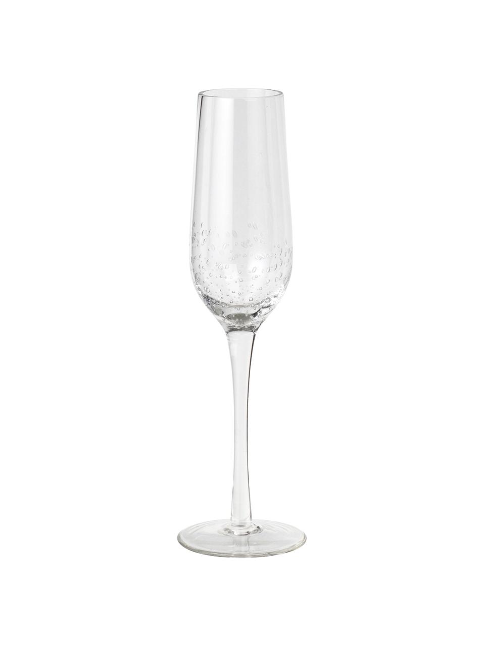 Kieliszek do szampana ze szkła dmuchanego Bubble, 4 szt., Szkło dmuchane, Transparentny z bąbelkami powietrza, Ø 7 x W 25 cm