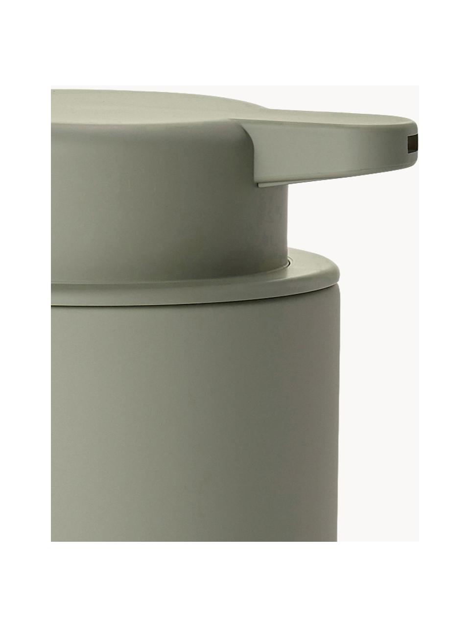 Dispenser sapone con superficie soft-touch Ume, Contenitore: gres rivestita con superf, Verde oliva, Ø 8 x Alt. 13 cm