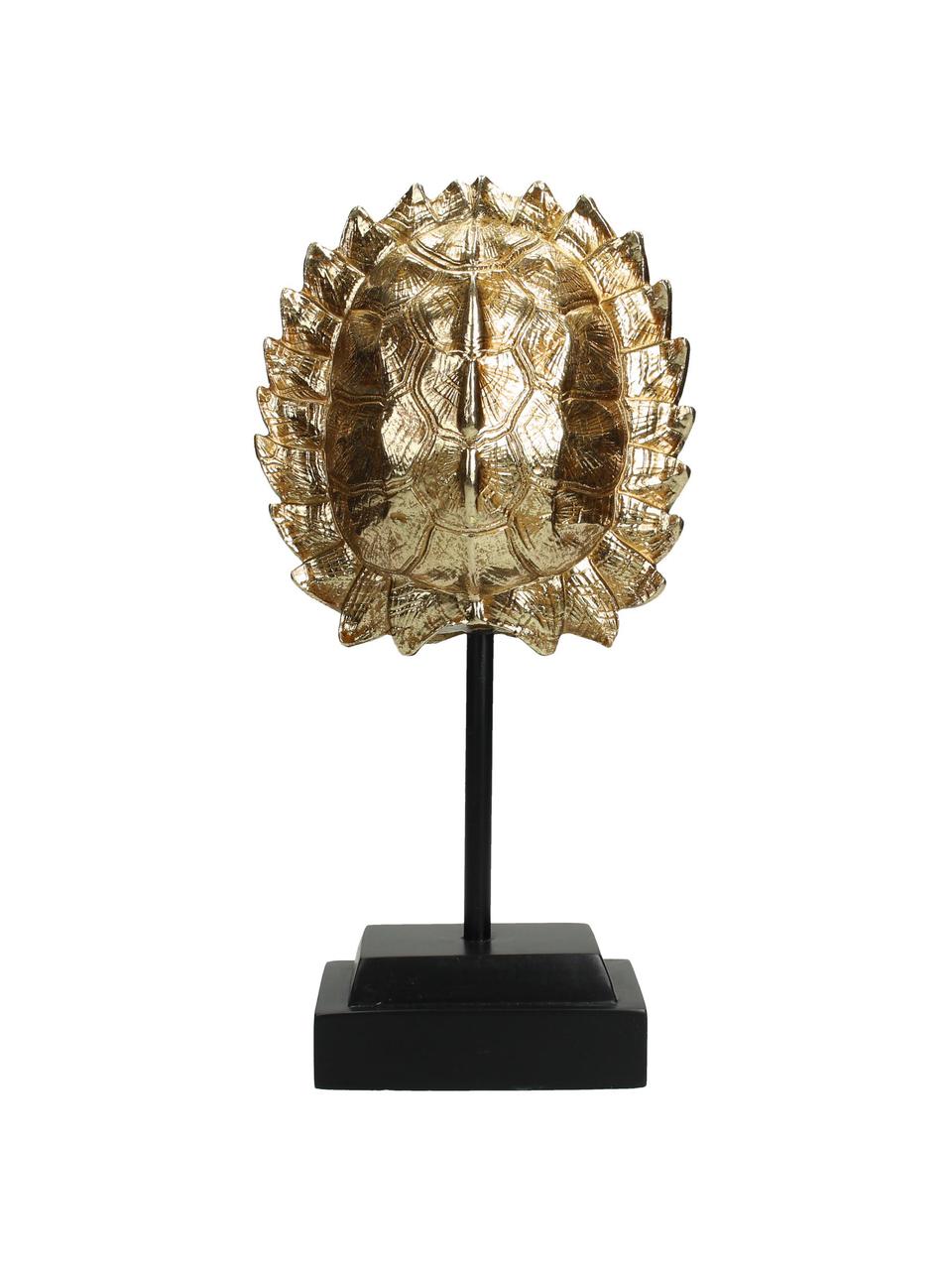 Accessoire décoratif doré Turtle, Polyrésine, Couleur dorée, noir, larg. 14 cm, haut. 28 cm
