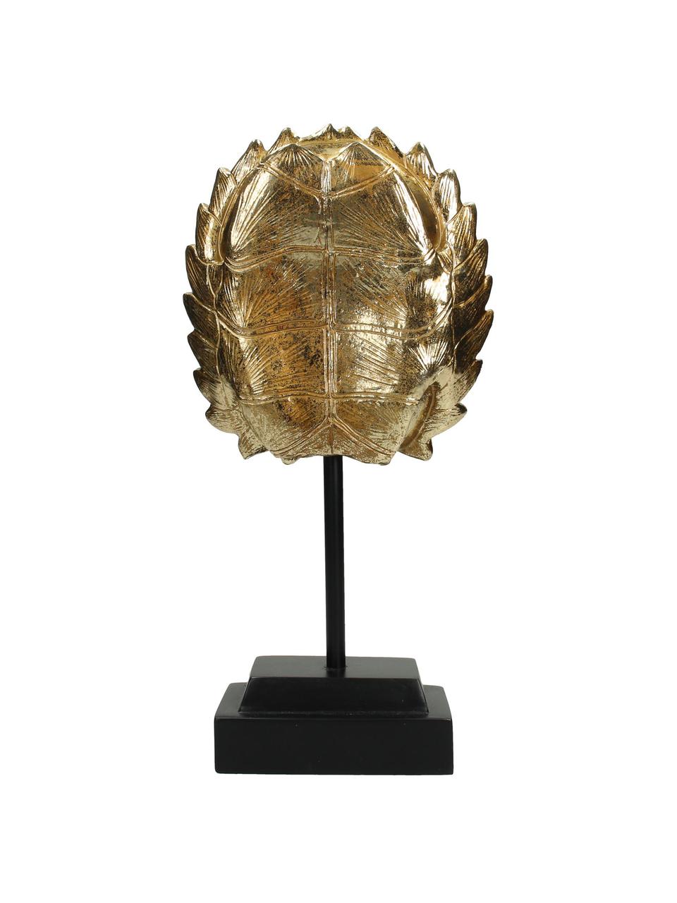 Decoratief object Turtle, 15% polyresin, 35% acryl, 25% polyester, 25% kwartszandvulling, Goudkleurig, zwart, B 14 cm x H 28 cm