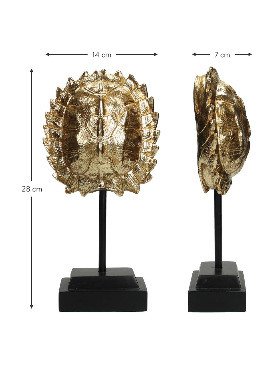 Dekorácia Turtle, Polymérová živica, Odtiene zlatej, čierna, Š 14 x V 28 cm