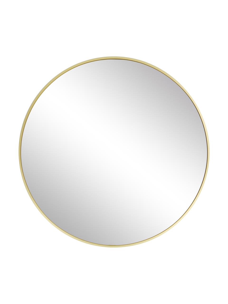 Espejo de pared redondo de aluminio Ida, Parte trasera: tablero de fibras de dens, Espejo: cristal, Dorado, Ø 55 x F 3 cm