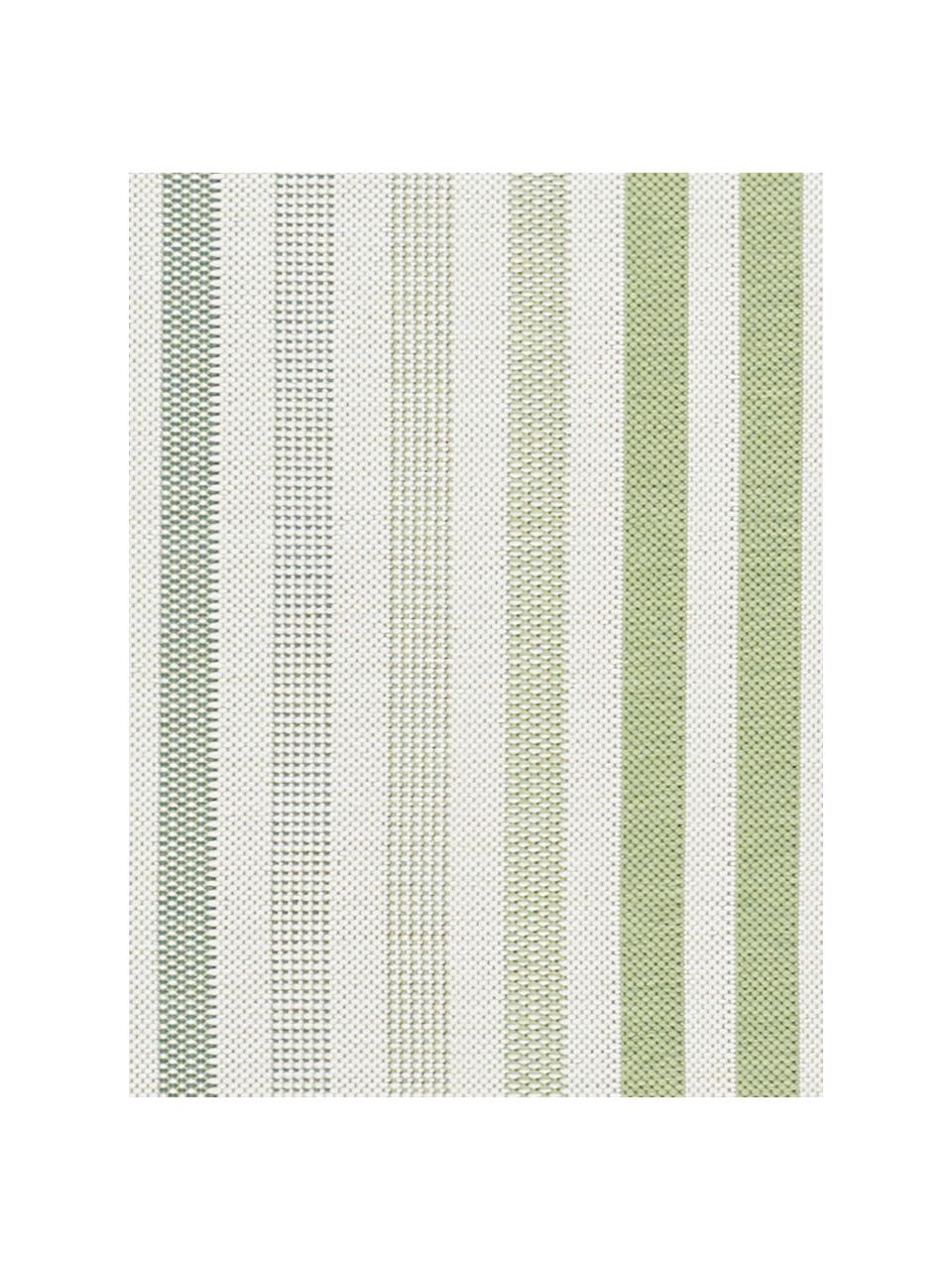 Gestreepte in- & outdoor loper Paros, 100% polypropyleen, Groen, beige, antraciet, 80 x 200 cm