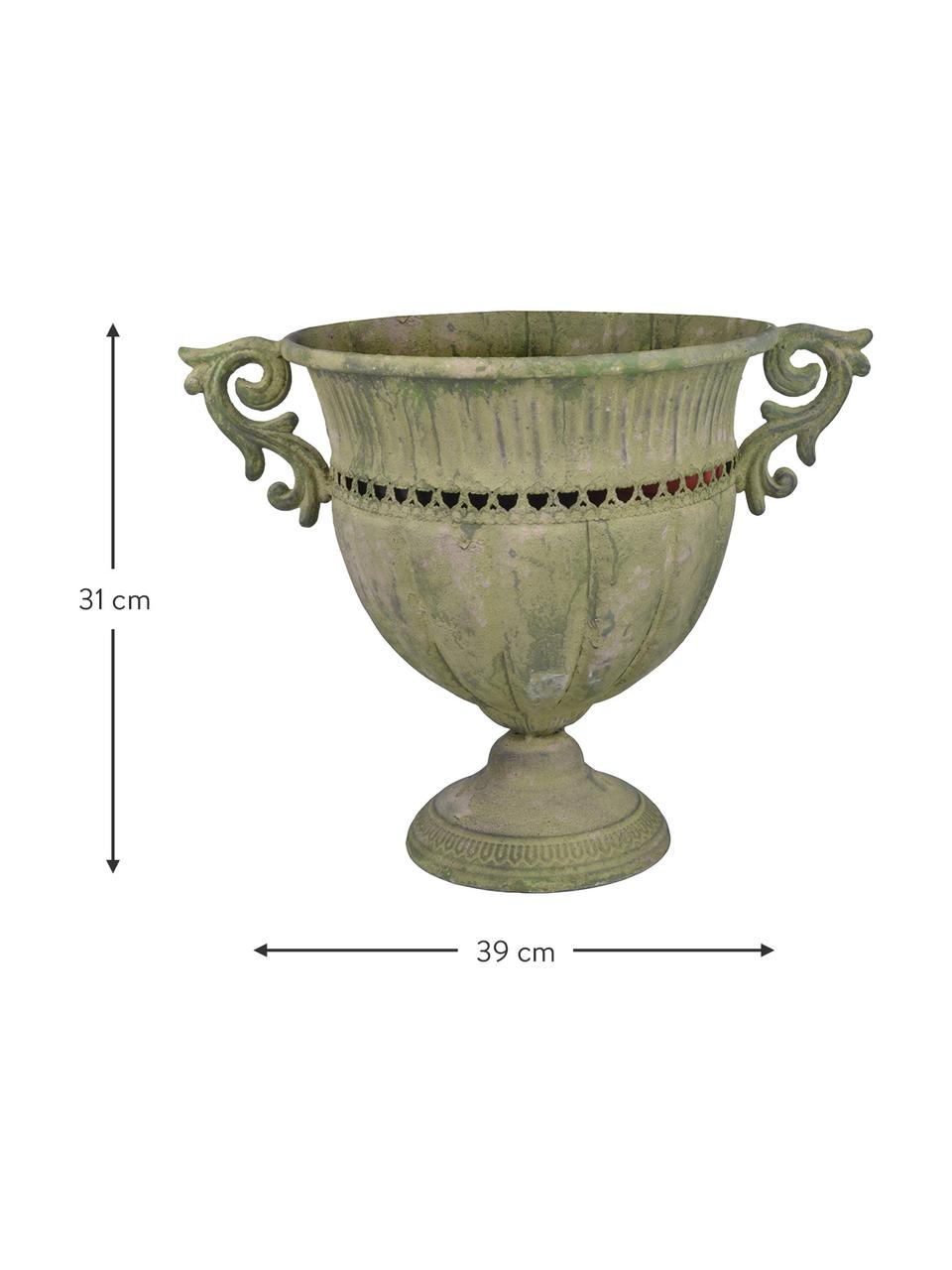 Velký květináč Valina, Potažený kov, Zelená, béžová, Š 39 cm, V 31 cm