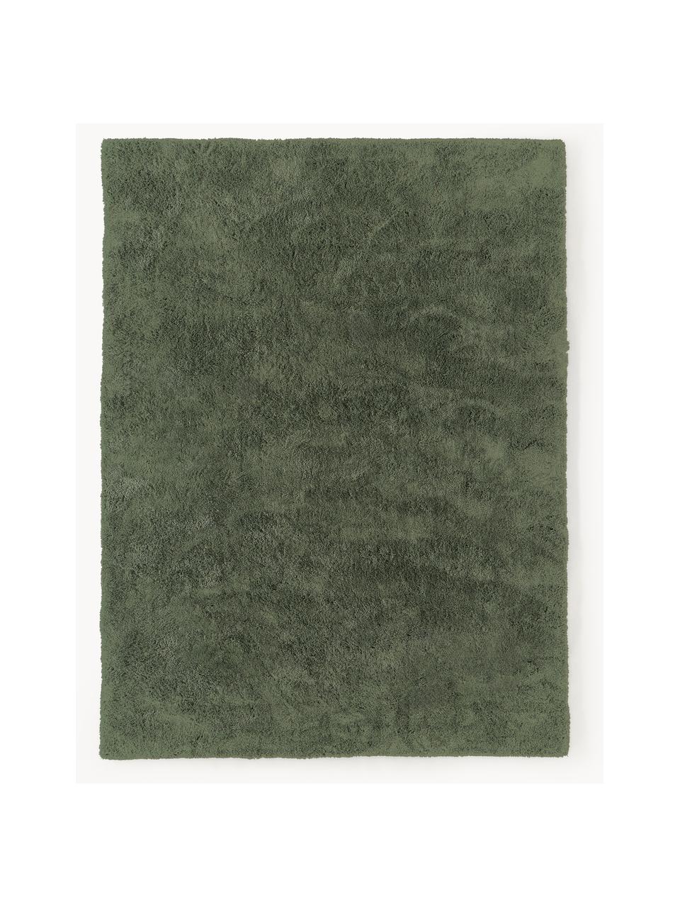 Tapis moelleux à poils longs Leighton, Vert foncé, larg. 120 x long. 180 cm (taille S)