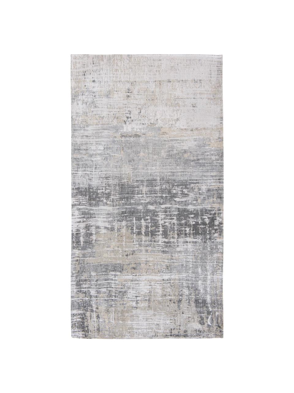 Tappeto grigio di design Streaks, Tessuto: Jacquard, Retro: Miscela di cotone, rivest, Tonalità grigie, Larg. 140 x Lung. 200 cm (taglia S)