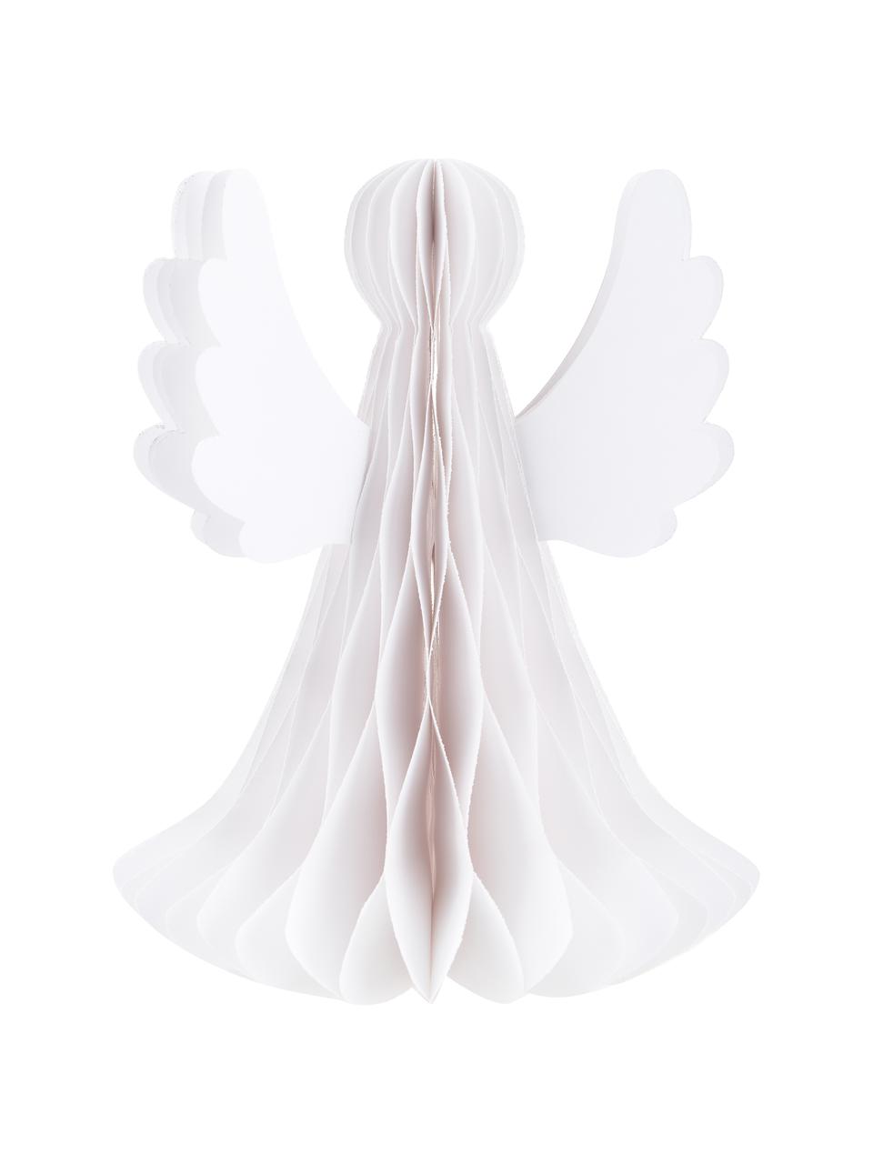 Decoratief object Angel in wit, Papier, Wit, Ø 21 x H 27 cm