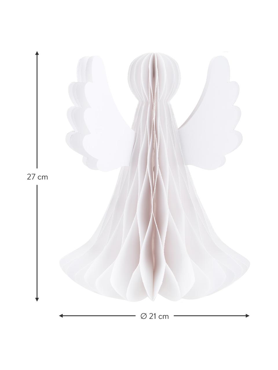 Decoratief object Angel in wit, Papier, Wit, Ø 21 x H 27 cm