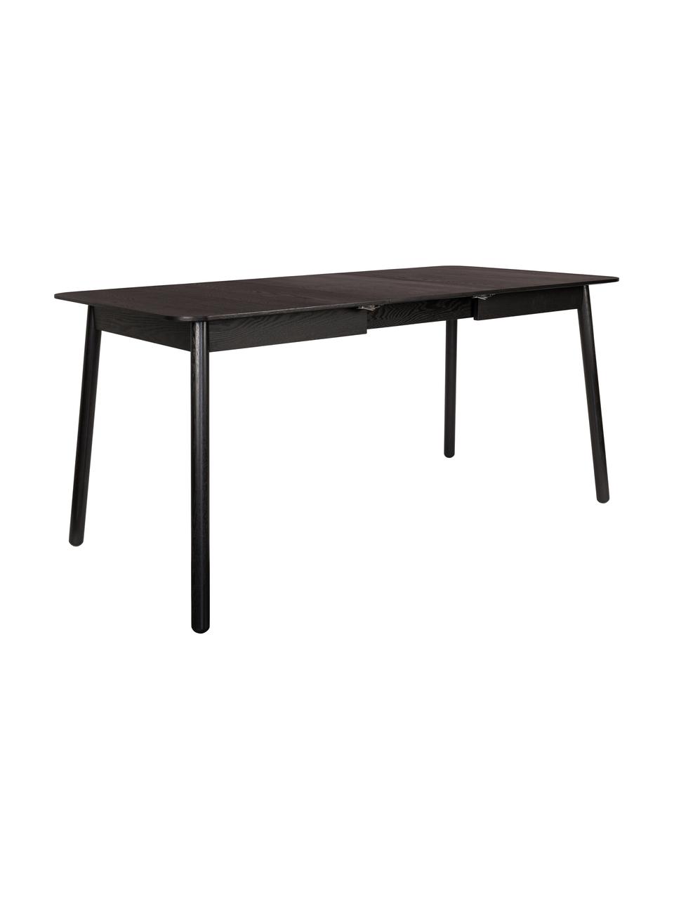 Mesa de comedor extensible Glimps, Tablero: tablero de fibras de dens, Patas: madera de fresno maciza, , Negro, An 120/162 x F 80 cm