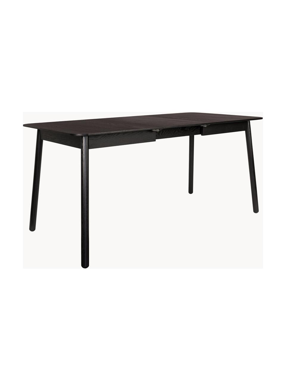 Mesa de comedor extensible de madera de fresno Glimps, 120-162 x 80 cm, Tablero: tablero de fibras de dens, Patas: madera de fresno maciza p, Negro, An 120/162 x F 80 cm